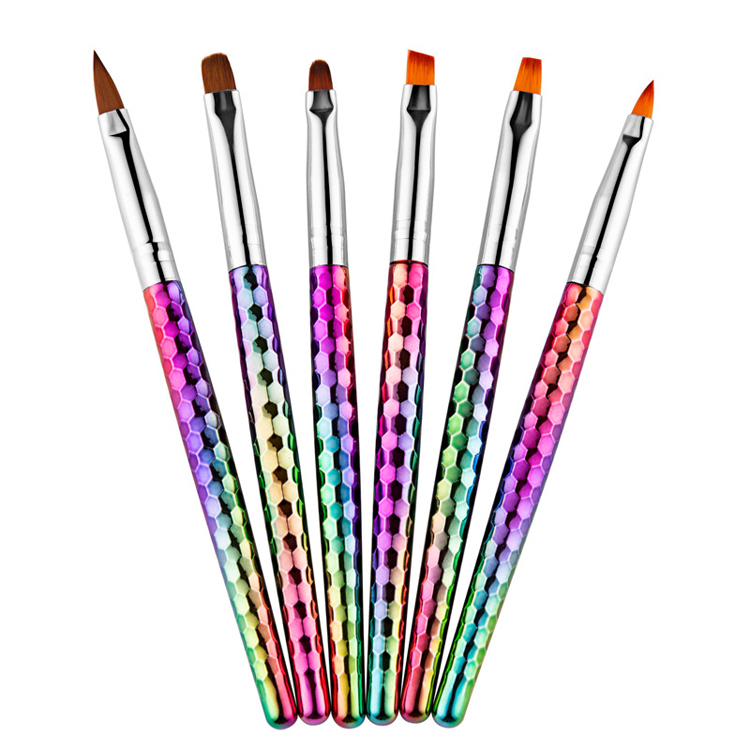 Nail Art Brush Set 6Pcs/set Rainbow Drawing Pen Manicure Tool DIY Painting Drawing Tip Acrylic Gel UV Polish Nail Brush
