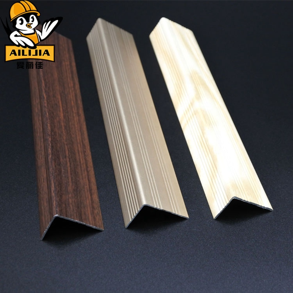 Office Building Straight Corner Edge Wood Grain Aluminum L Shaped Angle Trim