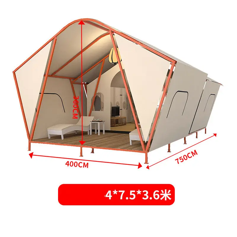 Outdoor Hotel Luxury Camping Tent Windproof Mildewproof And Rainproof Restaurant Tent With Wooden Platform
