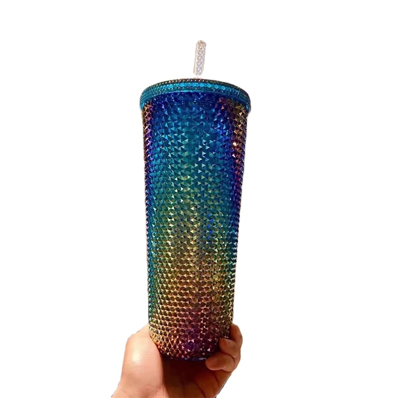 custom double wall acrylic plastic tumbler bullet studded coffee tumbler matte studded tumbler with straw