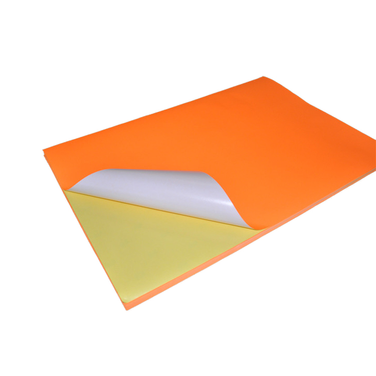 High quality self adhesive 80gsm colorful fluorescent sticker paper for A4 size
