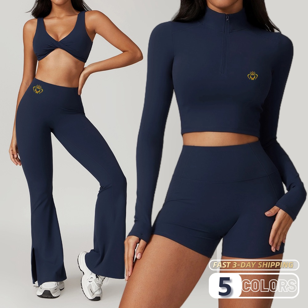 High Quality Two Style Gym Fitness Yoga Sportswear Women 7pcs Workout Yoga Sets For Women Mujer Athletic Sets Sport