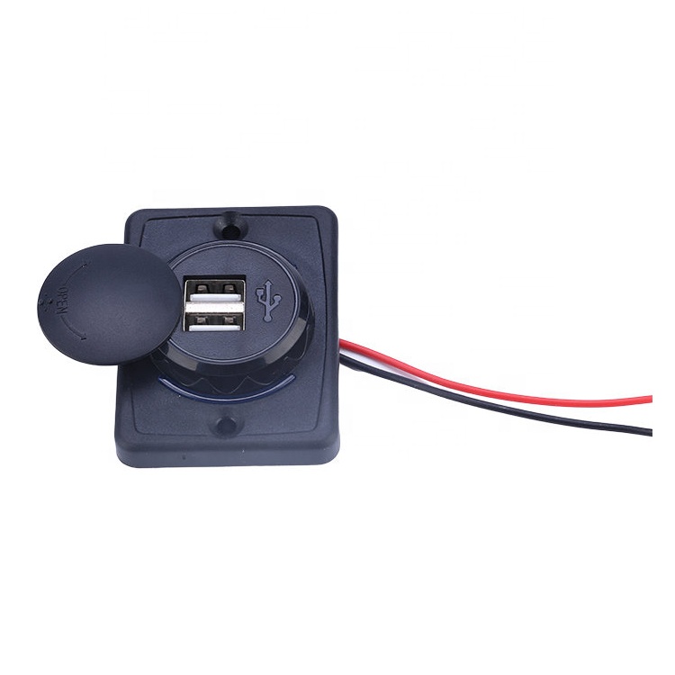 2 провода 12V 24V автоматическая крышка 5V 3.1A двойной USB разъем зарядное устройство с монтажной панелью для автомобильного автобуса