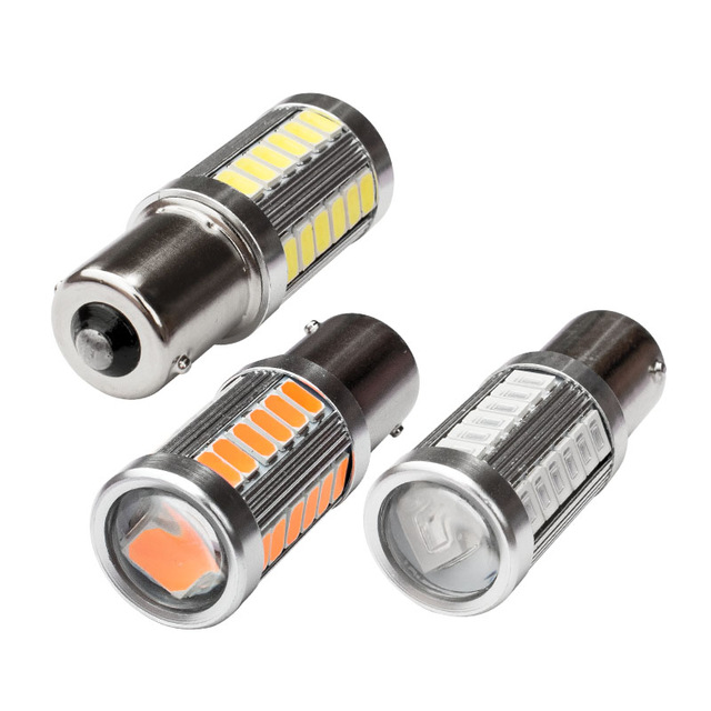 Strobe Flashing P21W BA15S 1156 Flash 33 SMD led 5630 Auto Car Brake Bulbs Lights Reverse Daytime Lamps White Red Yellow