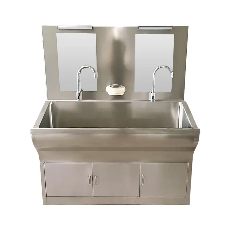 Operated Hand Wash Sink Stainless Steel Hospital 2 Person Medical Hand Wash Sink