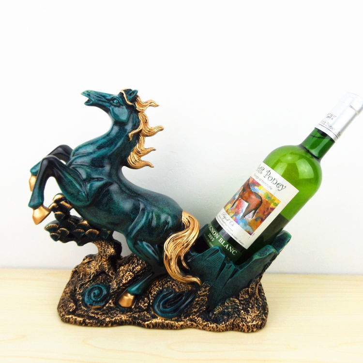 Wine Rack High End Bar Restaurant Decor Home Soporte Para Botella De Vino Caballo Resin Standing Horse Souvenir Wine Holder