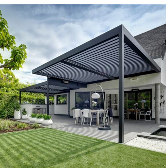 Motorized roof awing outdoor aluminum pergola
