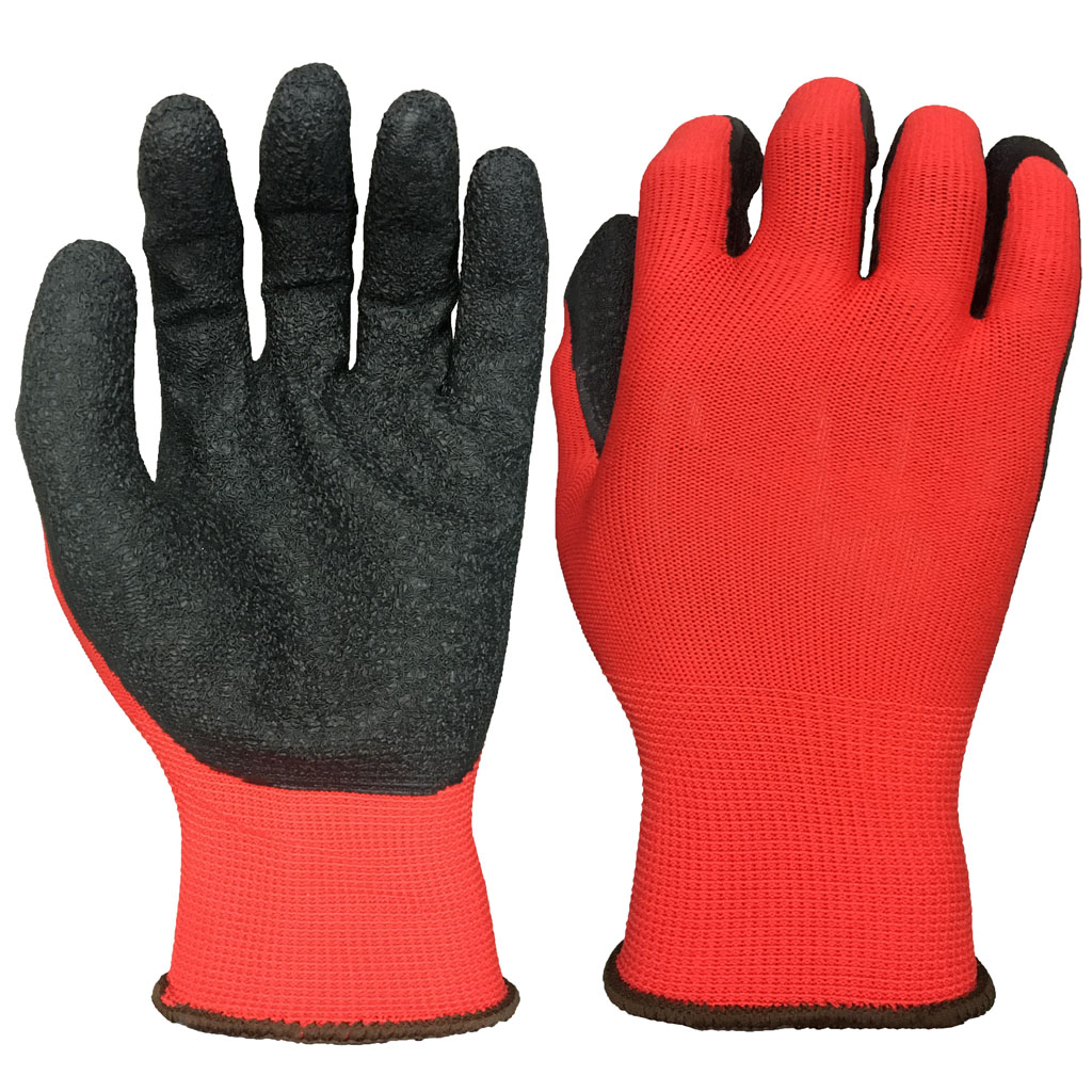 13 Gauge General Work Polyester Knit Black Wrinkle Latex Palm Coated Gardening Gloves