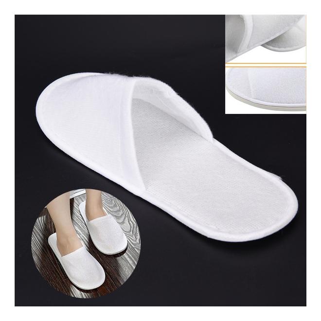 1/5 Pairs White Towelling Open Closed Toe Hotel Disposable Slippers Hotel Slippers Disposable Spa Shoes
