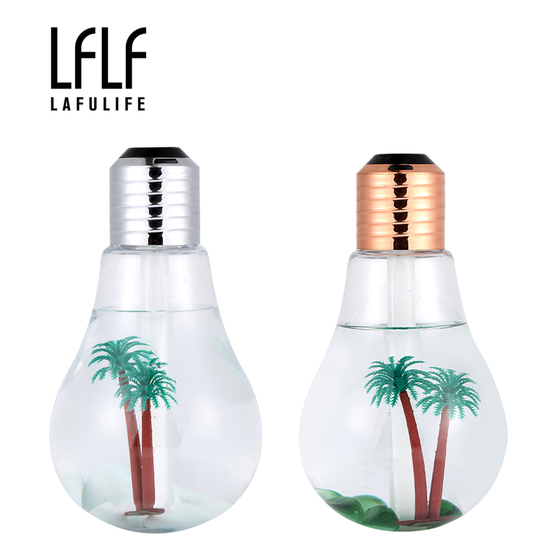 Colorful Bottle Bulb Humidifier 400ML USB Ultrasonic Humidifier LED Mini Aroma Diffuser Aromatherapy Mist Maker for Gift Home