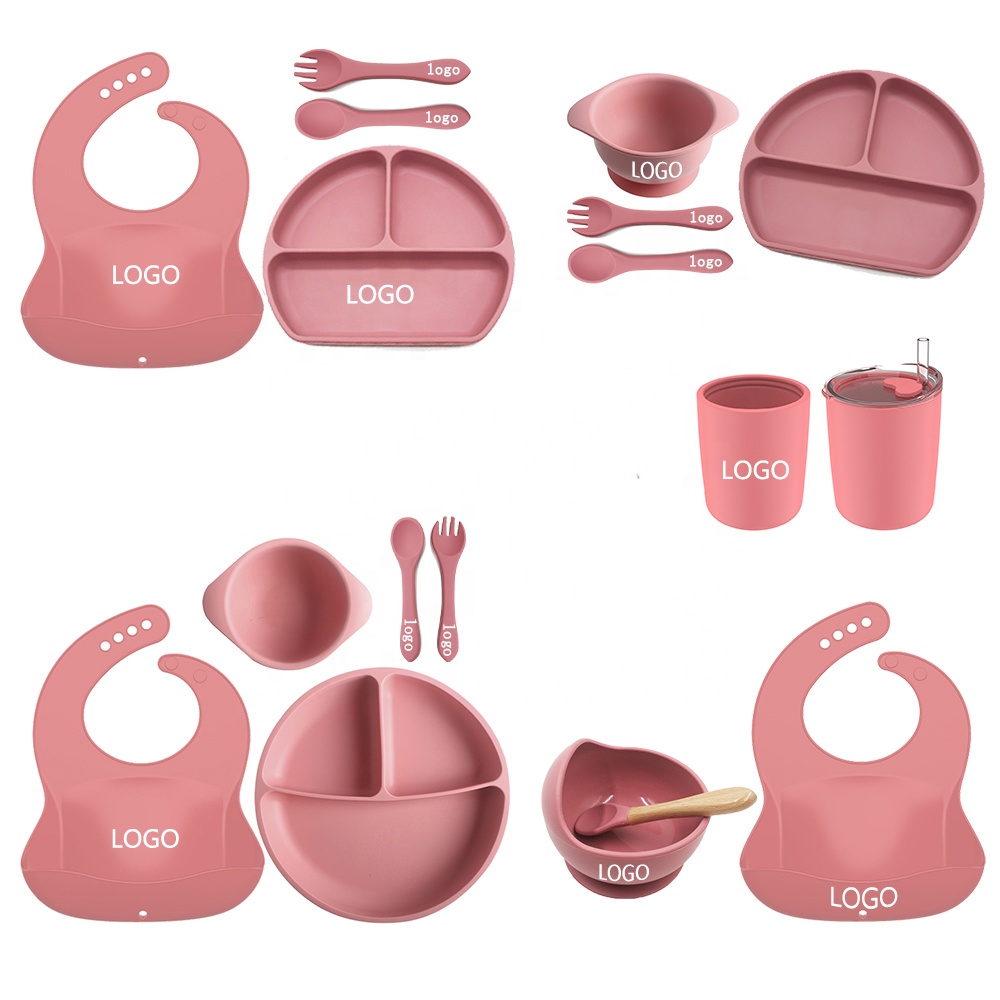 Amazon Tableware Baby Dishes Dining Children Dinnerware Plate Set Bowls Kid Toddler Food Feeding Divided Silicon Suction Plate