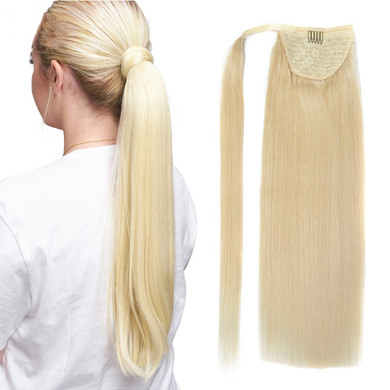HEFEI VAST drop shipping high quality wholesale 18 inch silky straight pure color ponytail clip in ponytail hair extensions