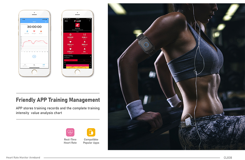 Chileaf newest style Heart Rate Monitor Armband Blue tooth ANT+ HRM arm strap Support API/SDK