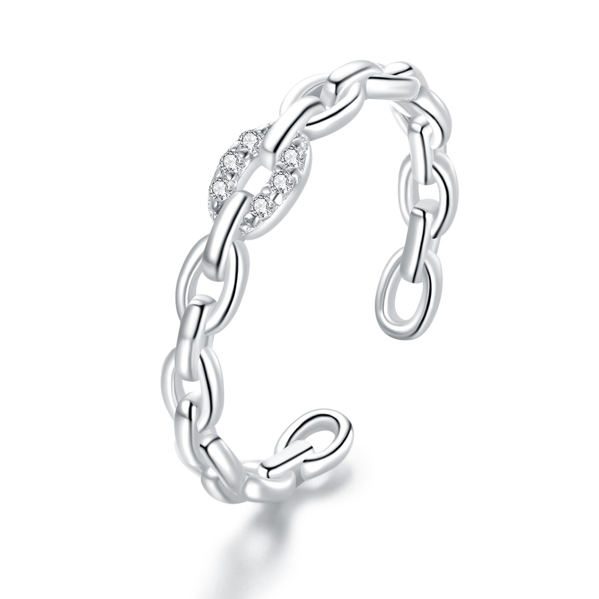 New geometric chain open ring, sweet and cool personality s925 sterling silver ring ring BSR145
