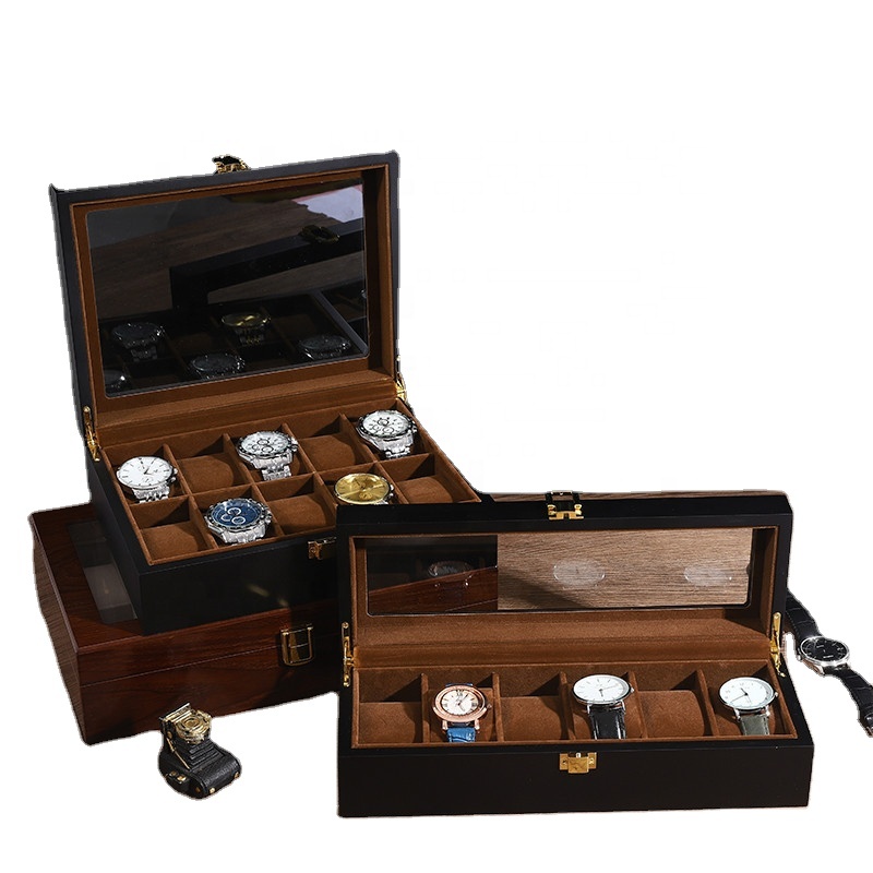 New Style Brown 6 10 Slots Watch Box Jewelry Case Glasses Display Organizer