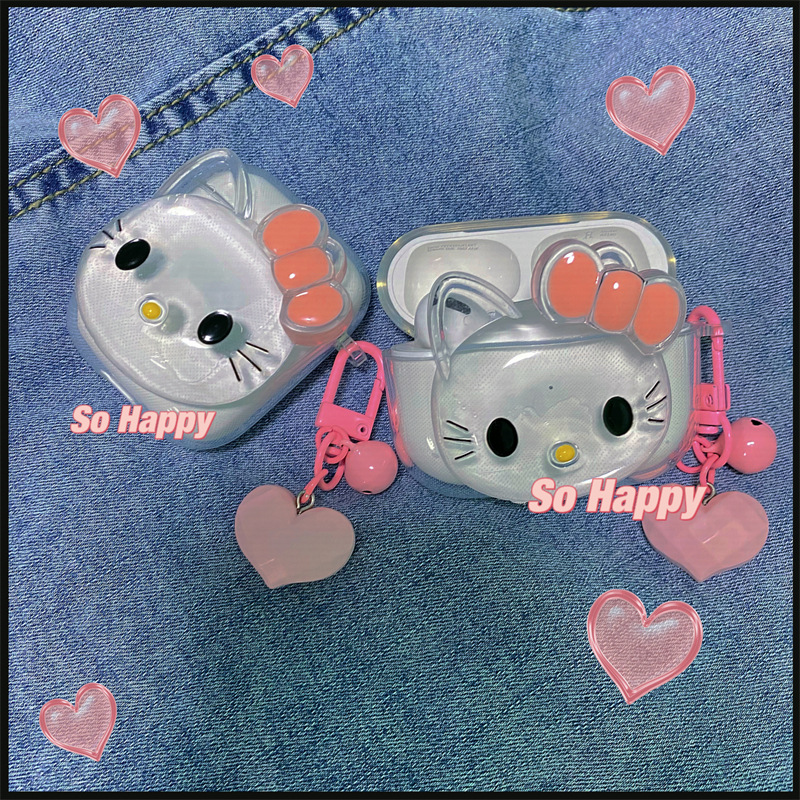 Мультяшный 3D чехол Hello Kitty для Airpods 1 2, силиконовый чехол для беспроводных наушников, уникальные аксессуары для Apple Airpod