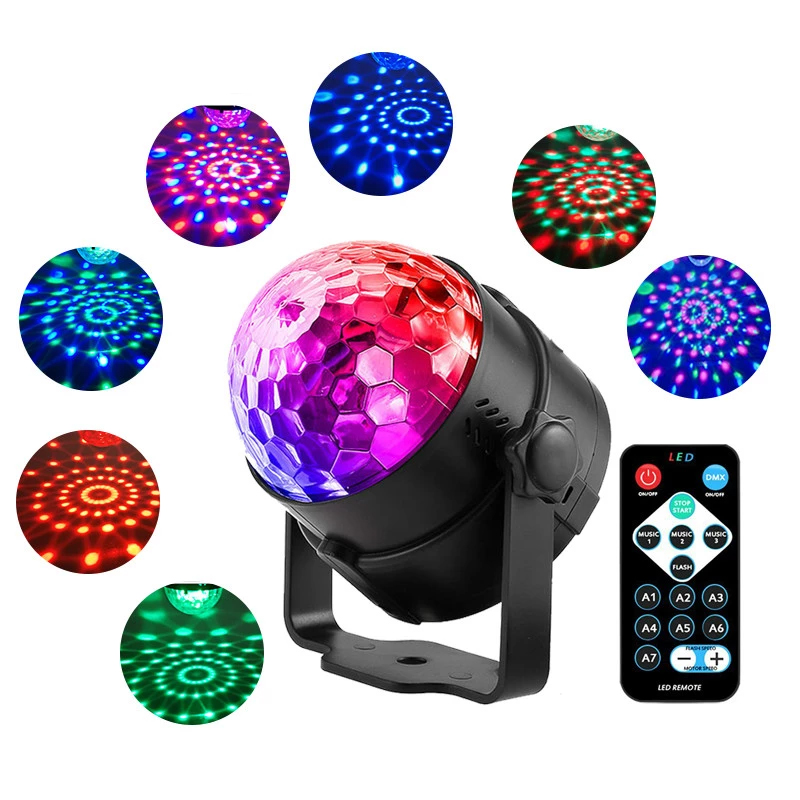 Светодиодный праздничный сценический RGB светильник, лазерный Dj стробоскоп, Рождественский проектор, вращающийся дискошар со звуковой активацией, лампа для танцпола, 3 Вт
