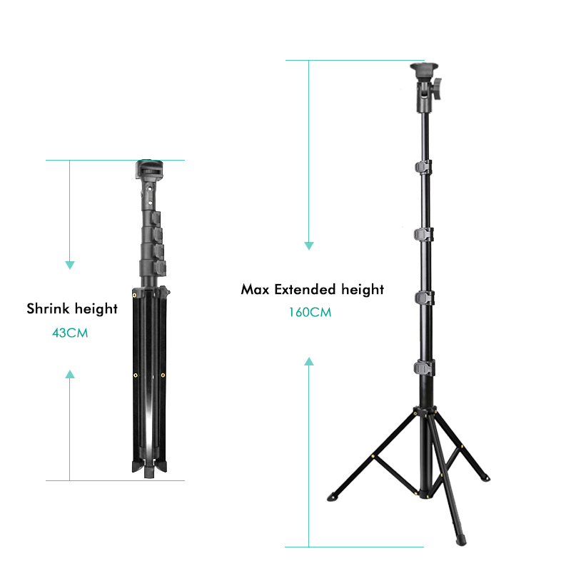 Hot Product 2021 Wholesale 1.6m Portable Phone Stand Flexible Selfie Stick Tripod Blutooth with Remote Control Mobile Black Red