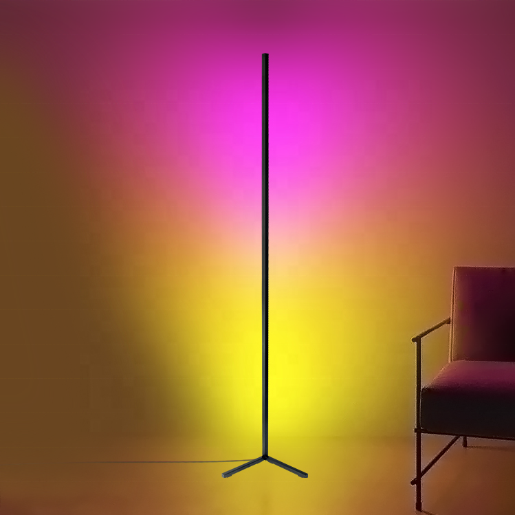 Minimalist Easy Assembly Musice Sync Segmented Color Control RGB+IC Smart LED Tripod Corner Floor Lamp For Home Decoration
