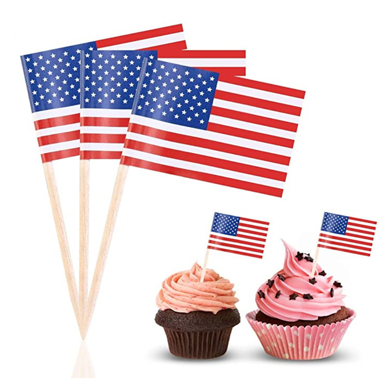 100 Different Countries Party Decoration Cocktail Fruit Stick Cupcakes Toppers custom printed toothpick flags