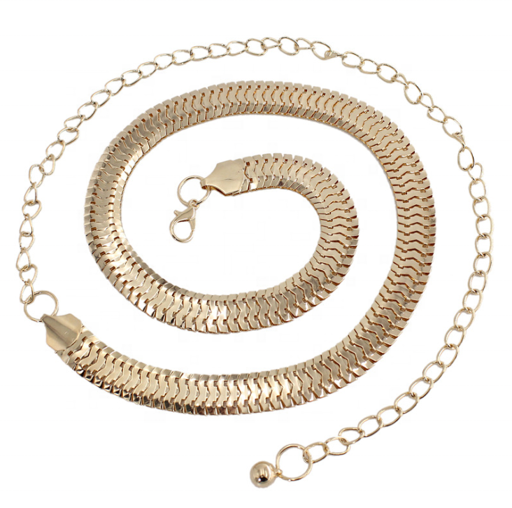 Fashionable Women's Metal Body Chain Elegant Dress Decorated Gold Chain Belt for Lady