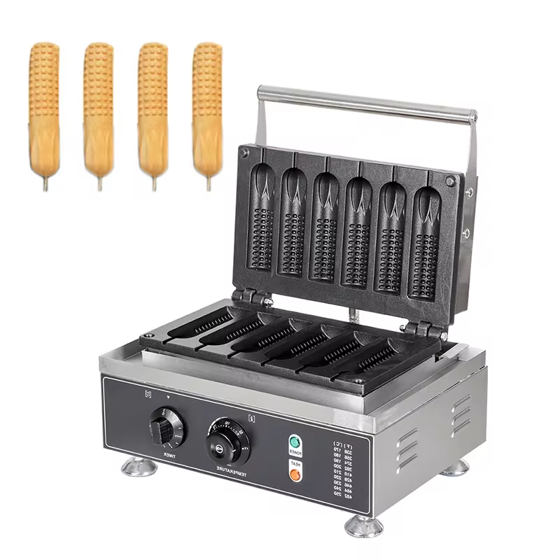 Factory Price New Material Corn Lolly Pine Waffle Digital Waffle 6 Sticks Maker Crisp Machine hot Dog Making Machine