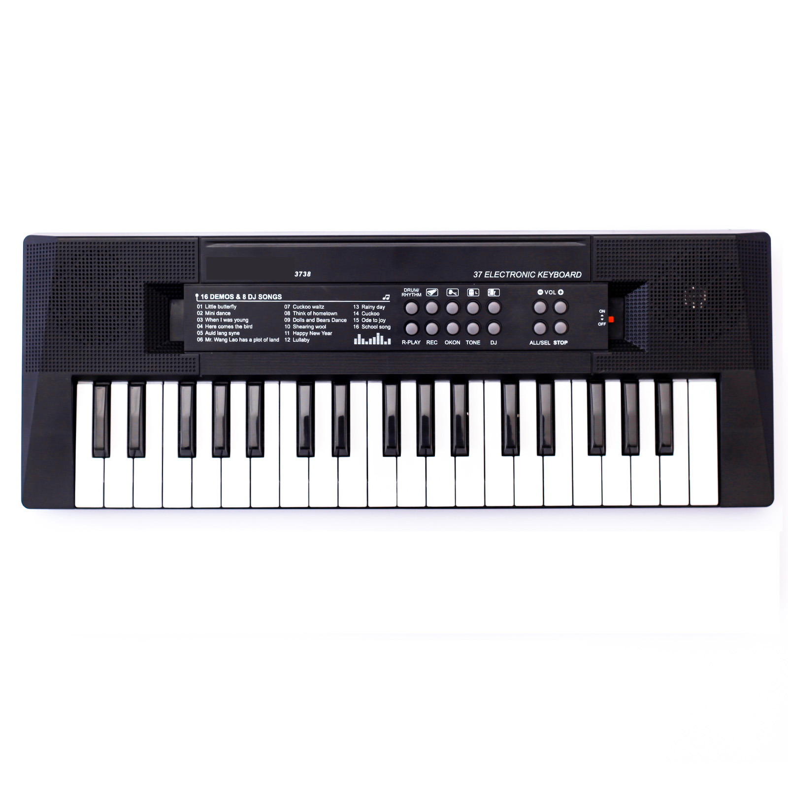 Oem-Поддержка 3738-BK 37 клавиш, игрушечное музыкальное электронное пианино черного цвета с usb-шнуром питания и микрофоном