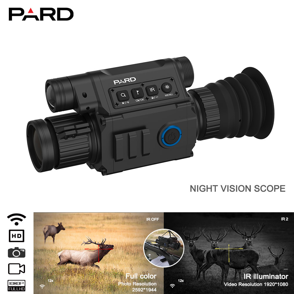 Прицел ночного видения PARD NV008 plus 1080P, прицел для охоты 6,5x-12x с поддержкой Wi-Fi 200 м