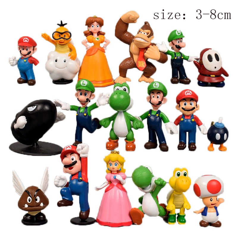 Оптовая продажа, мини-версия игры Super Mario 3 5 6 12 18 48 шт., набор игрушек «Марио» из ПВХ, украшения для кукол