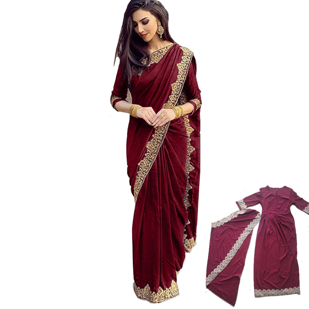 Indian Dress Women Islam Traditional Plus Size Lace Indian Saree Decoration Elegant Dress Hindu For Women Sarees Low Price