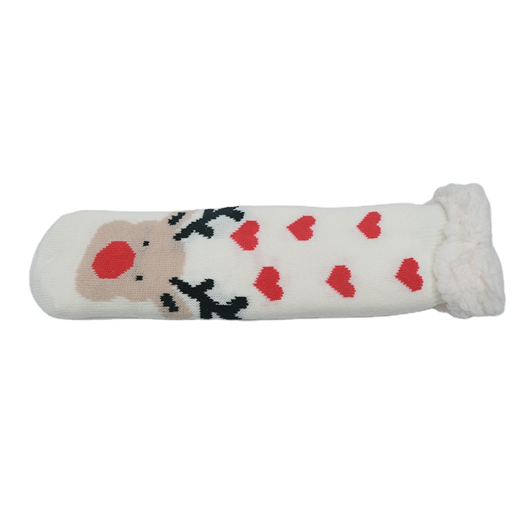Cartoon lovely Christmas reindeer heart warm thickened indoor knitted floor socks