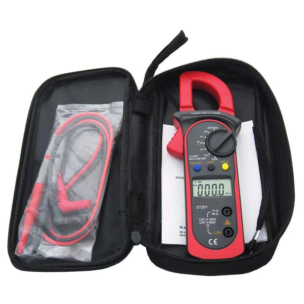 China Factory Price AC DC LCD Display Power Tester Clamp Ampere Meter Digital Clamp Multimeter  ST201