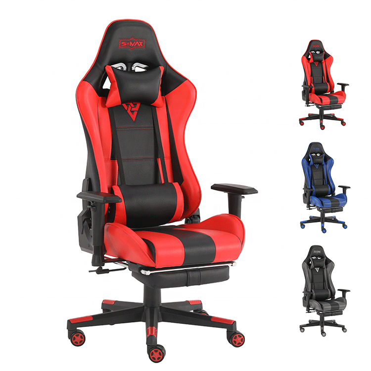 Красное кресло-качалка SX 2D из искусственной кожи со съемным подголовником и подставкой для ног