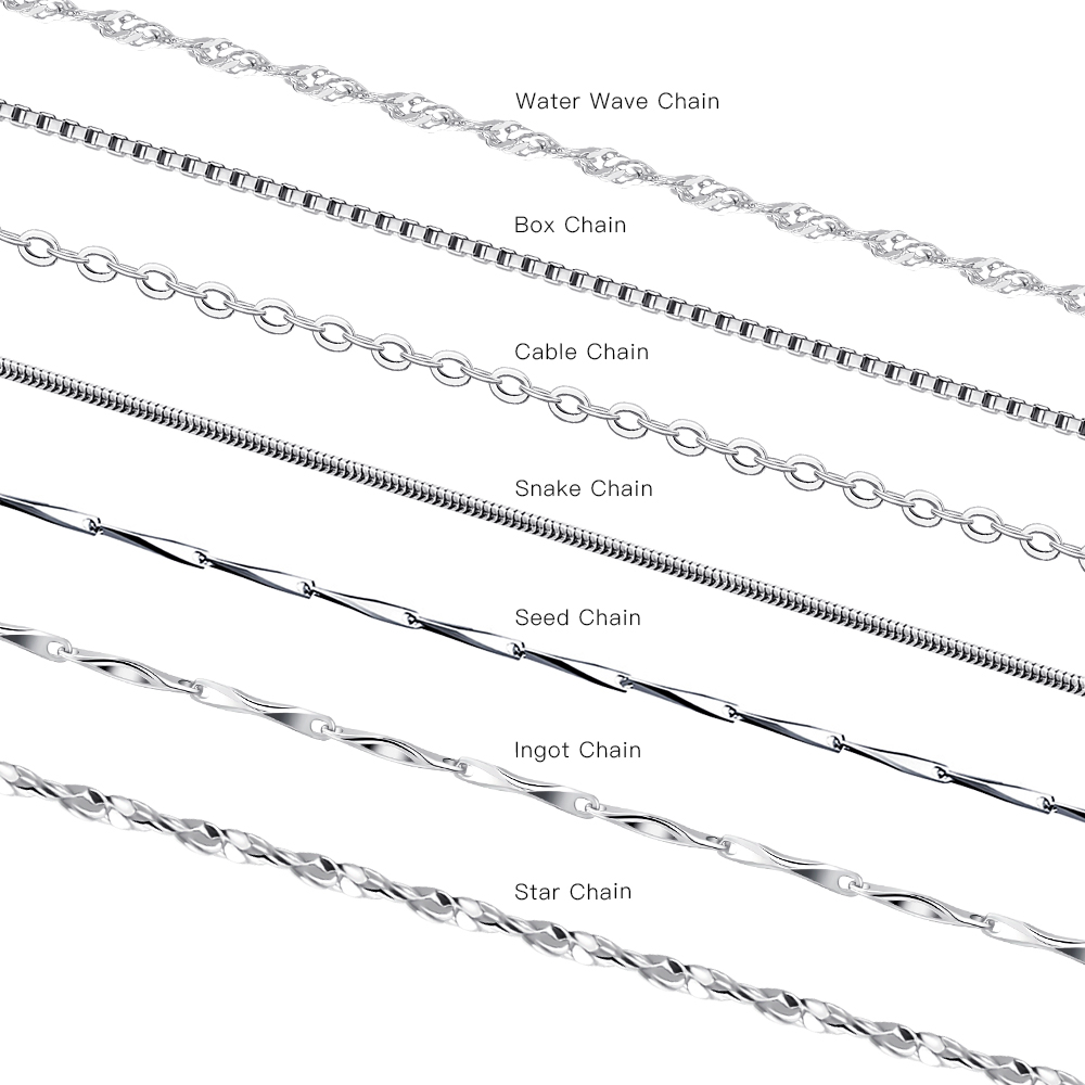 Cable/Water Wave/Box/Star/Snake/Ingot/Seed Chain Italian 925 Sterling Silver Jewelry Chains Necklace Silver Chains