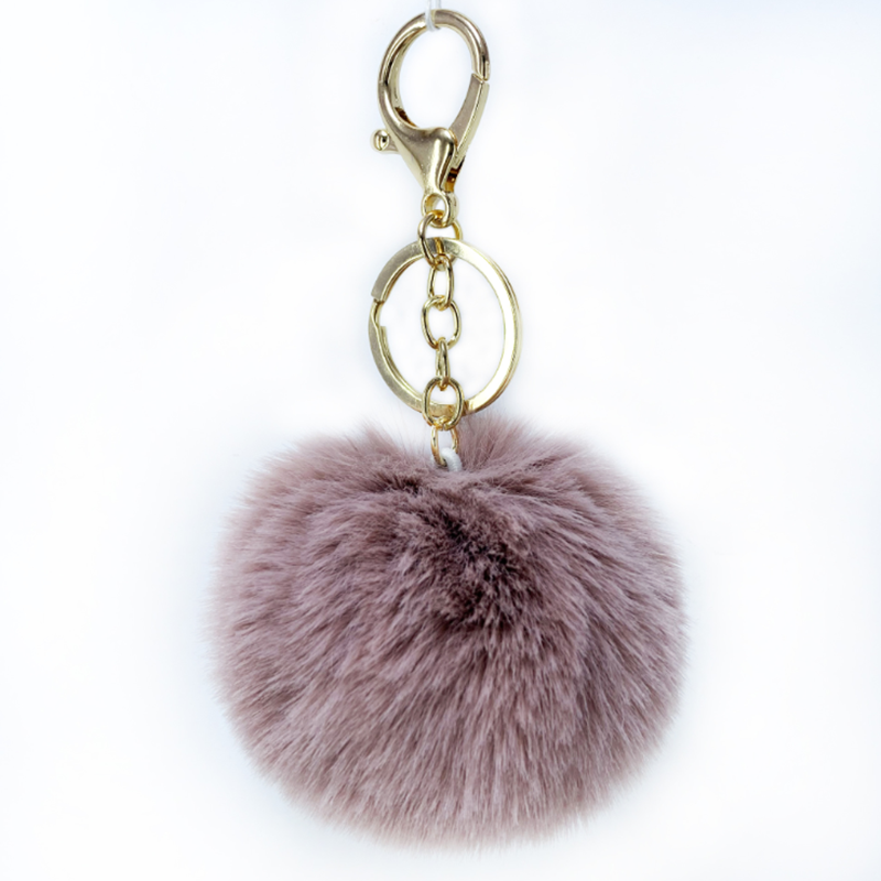 Bulk Customized Fluffy Round Rabbit Fur Keychain Wholesale Fur Ball Key Chain Pompoms