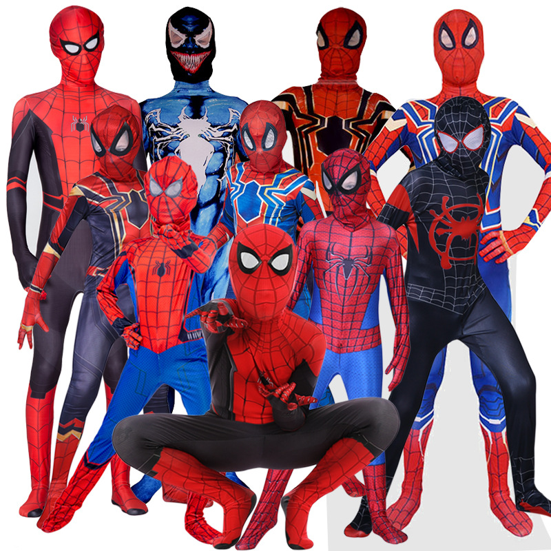 Wholesale Fashion Movie and TV Halloween Super Hero Unisex Spandex Sam Raimi Spider Man Kid's Cosplay Costume Children Jumpsuit