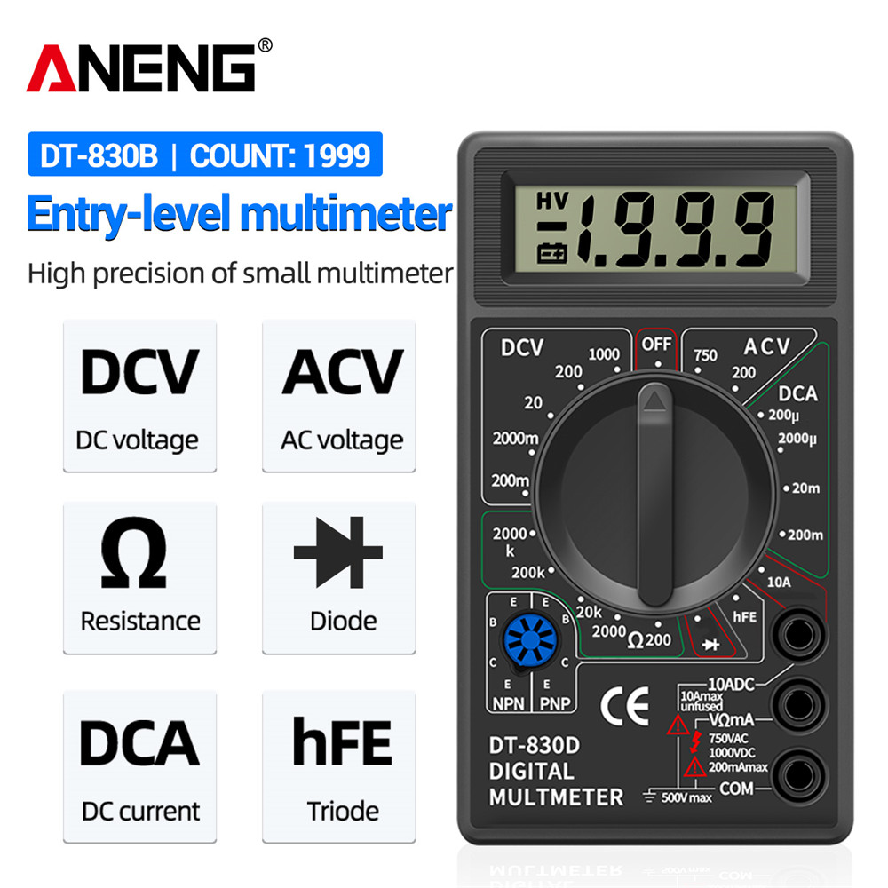 ANENG DT830B AC/DC ЖК цифровой мультиметр 750/1000 в Вольтметр Амперметр Омметр тестер высокой безопасности Ручной цифровой мультиметр
