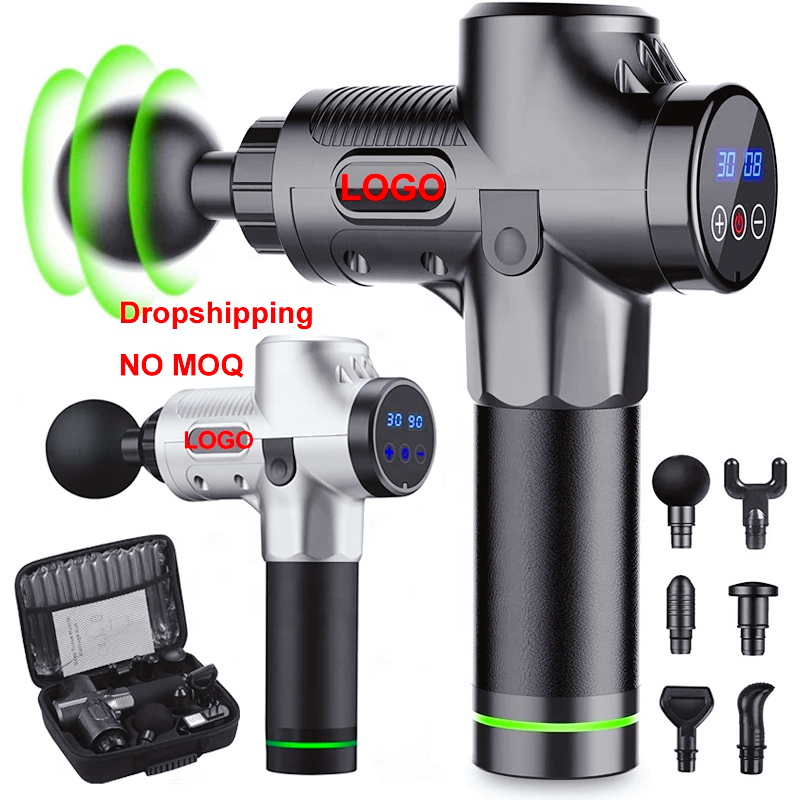 30 Speed Touch Screen 6Heads Dropshipping Cordless Body Percussion Rechargeable Handheld Massage Gun