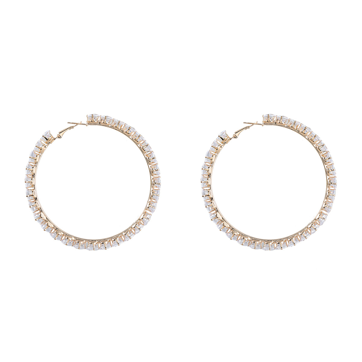 New Trendy Rihanna Style 925 Sterling Silver Post 40mm/60mm/80mm Big Circle Shiny Cz Crystal Hoop Earrings Diamond Hoop Earrings