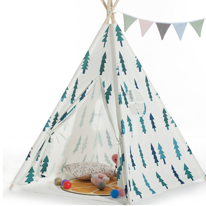 Kids Bouncing Play House Tree Cotton Canvas Teepee Tent Toy Tent for Children Room Decor