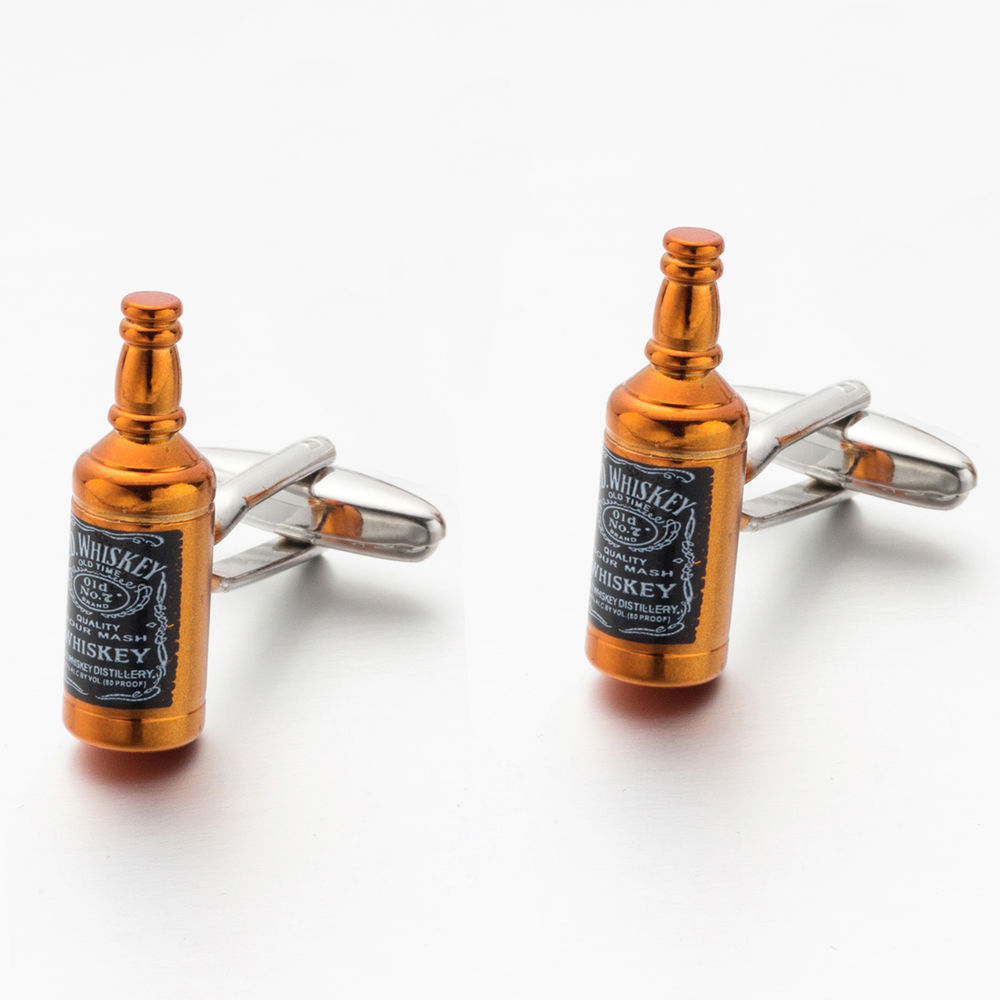 Enamelled Eco-Friendly Button Copper Alloy Metal Whiskey Bottle Jewelry Cuff Links Men Cufflinks For Mens Shirt