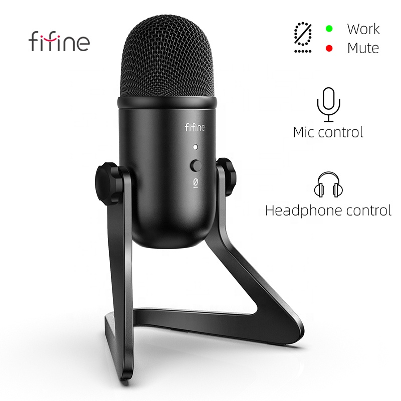 Ffifine Настольный конденсаторный проводной микрофон металлический USB компьютерный микрофон для записи игрового видео
