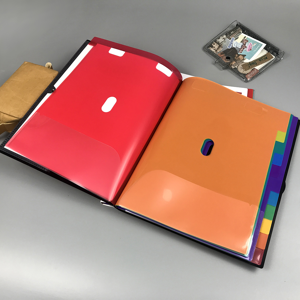 High Capacity Plastic Colored Paper Document Receipt Organizer 12 Pockets Expanding File Folder Portable Accordion Filing Box