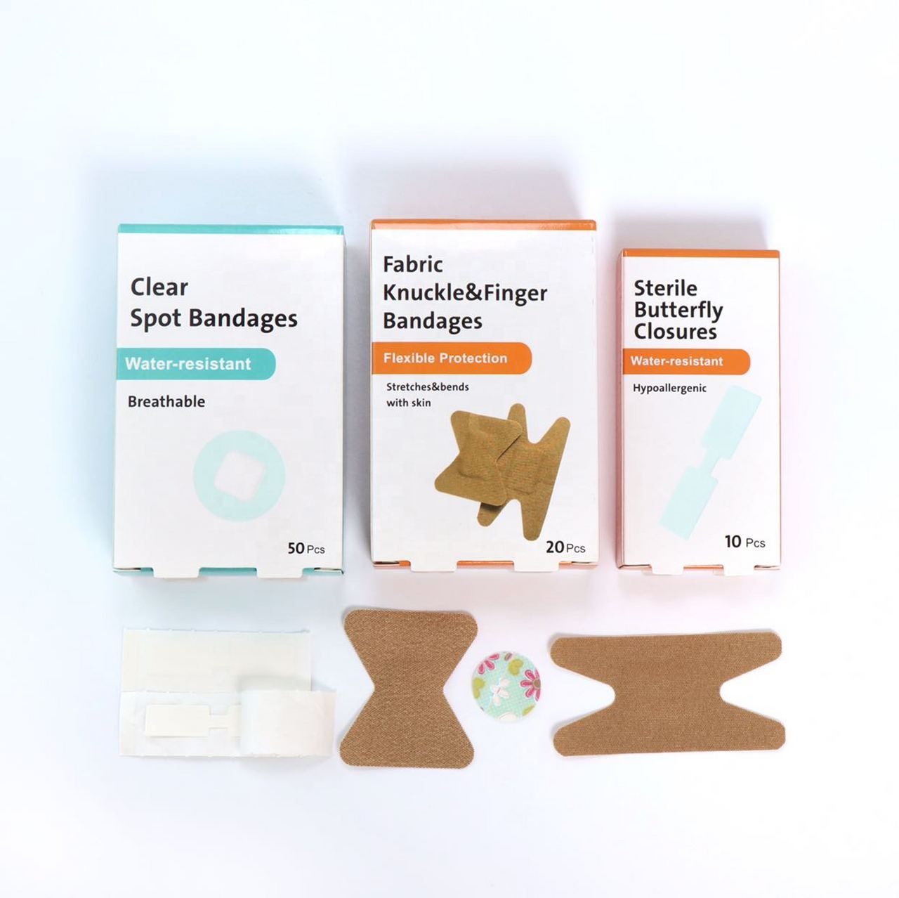 10/20/30/50/100pieces a box Medical Custom Health Care Skin Color Elastic Fabric Wound Plaster Bandaids
