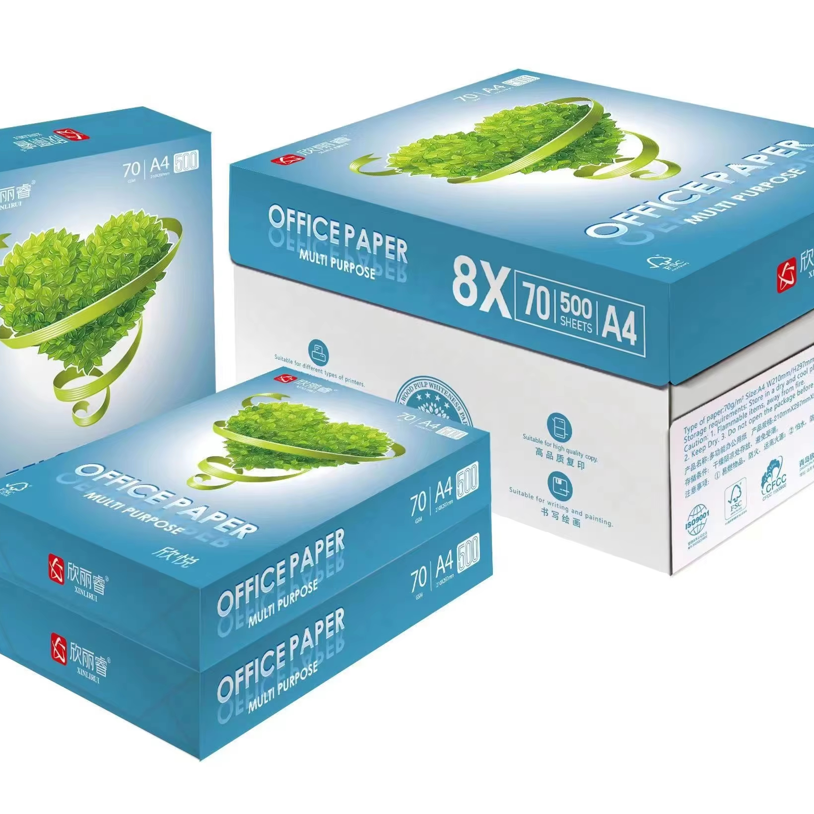 A4 paper size 210*297mm China Manufacturer OEM 70 Gsm A4 copy paper 75g 80g can be customized