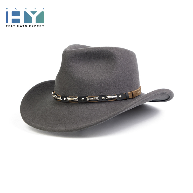 Custom outdoor wide brim hot western jazz hat and 100 wool cowboy hat with logo
