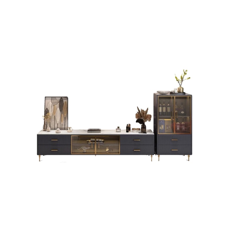 Metal frame light luxury design tv cabinet and coffee table set