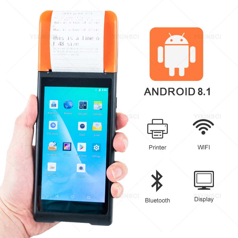 Q8 Ручной терминал Android 8,1 принтер 58 мм для чеков и чеков с 1D или 2D сканированием