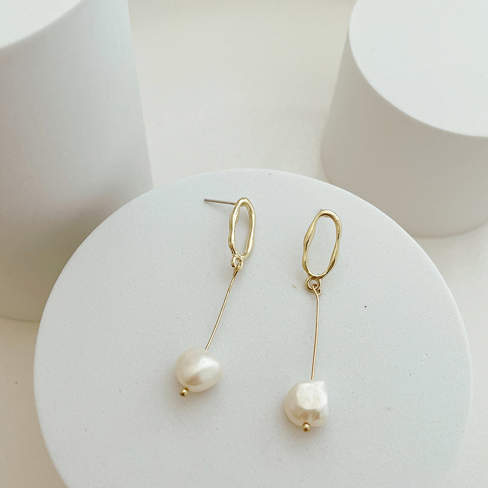 Vershal High Quality French Style 18k Gold Plated Freshwater Pearl Drop Earrings For Women
