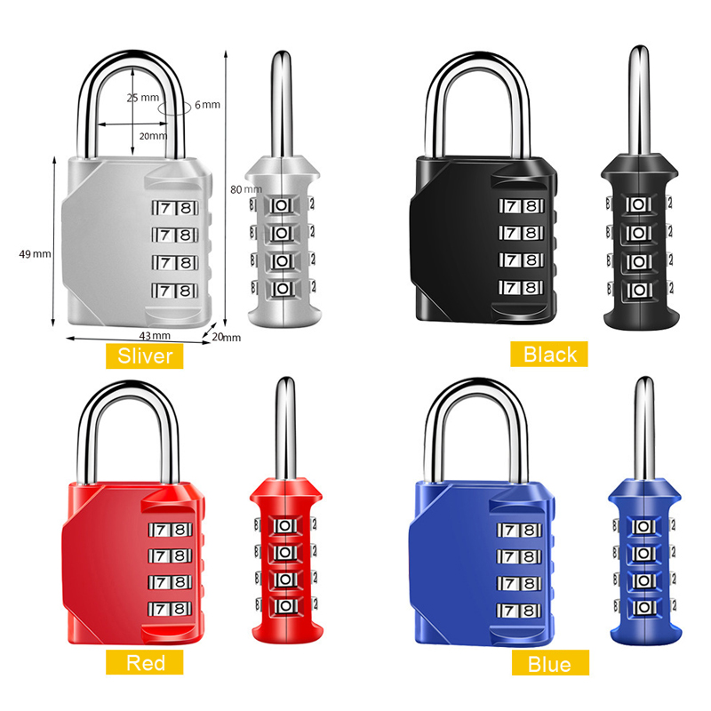GYM Heavy Duty Custom Digital 4 Digit Code Waterproof Safety gym Lock Combination zinc alloy Luggage cabinet drawer Padlock